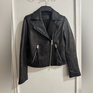 All Saints Dalby Slim Fit Leather Biker Jacket